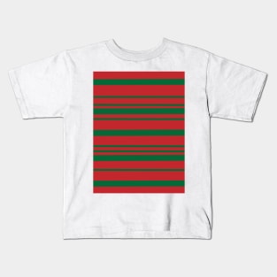 Green Stripes Across Red Kids T-Shirt